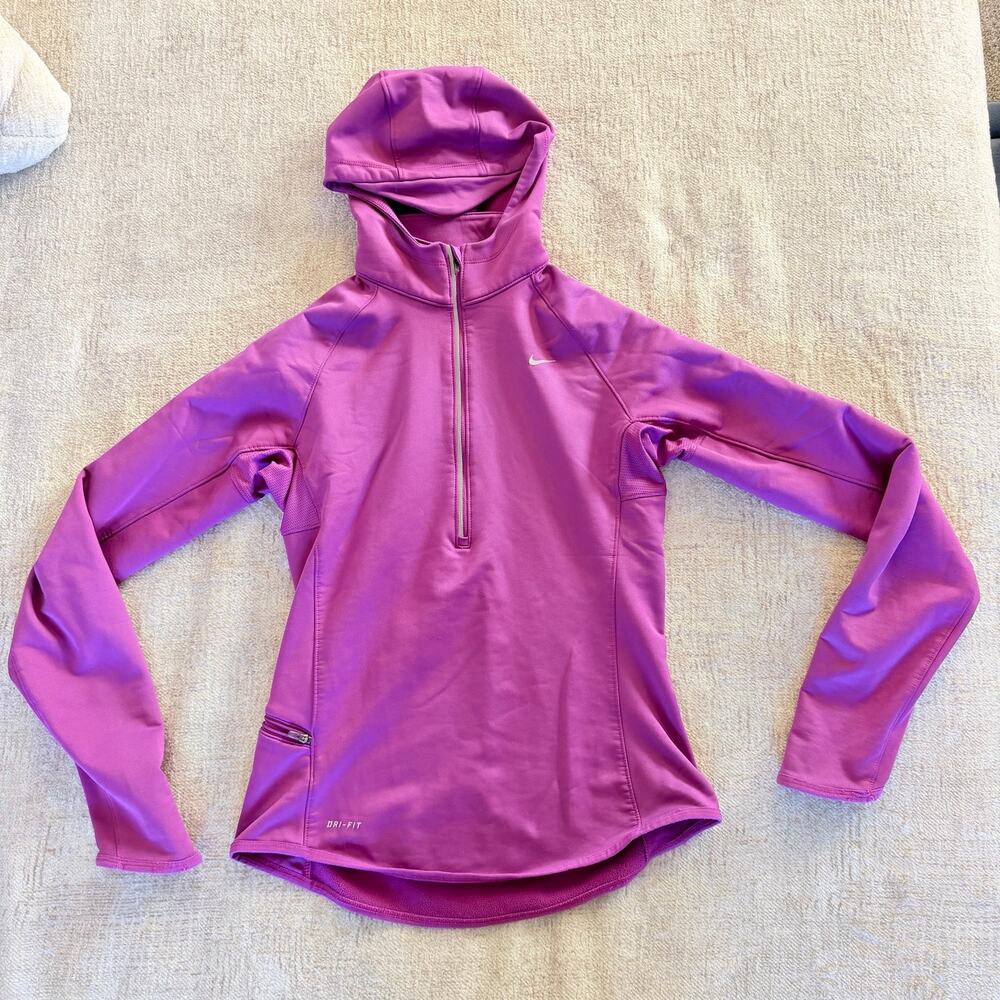 Nike Dri-FIT women's 1/4-zip running hoodie magenta